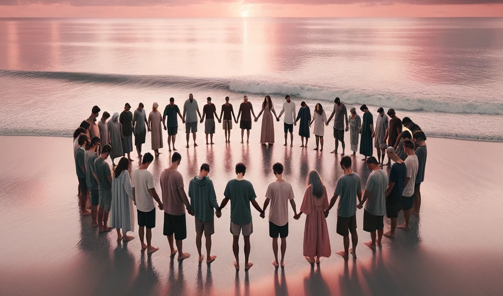 Picture of people praying, it may take time to load